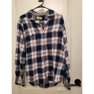 Vintage Sttle Woolrich Blue Button Shirt Plaid Flannel Shacket XL